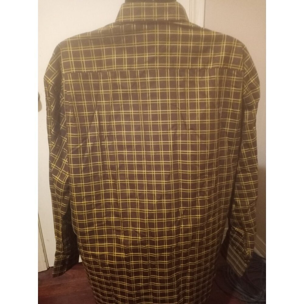 NWT Robert Talbott Brown Yellow Plaid Button Shirt Size 2XL 100% Cotton NEW - Picture 8 of 13